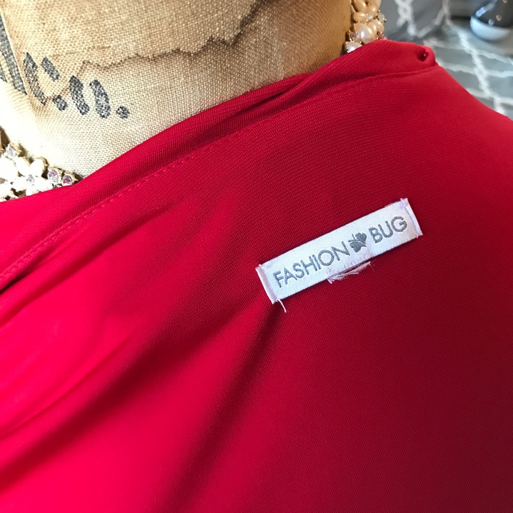 Fashion Bug Red Ruffle Wrap Dress - Picture 5 of 5